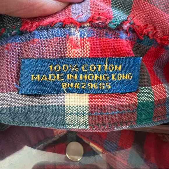 Vintage Pendleton Red & Blue Plaid Pearl Snap Western Shirt Men's Size Large - Picture 6 of 10